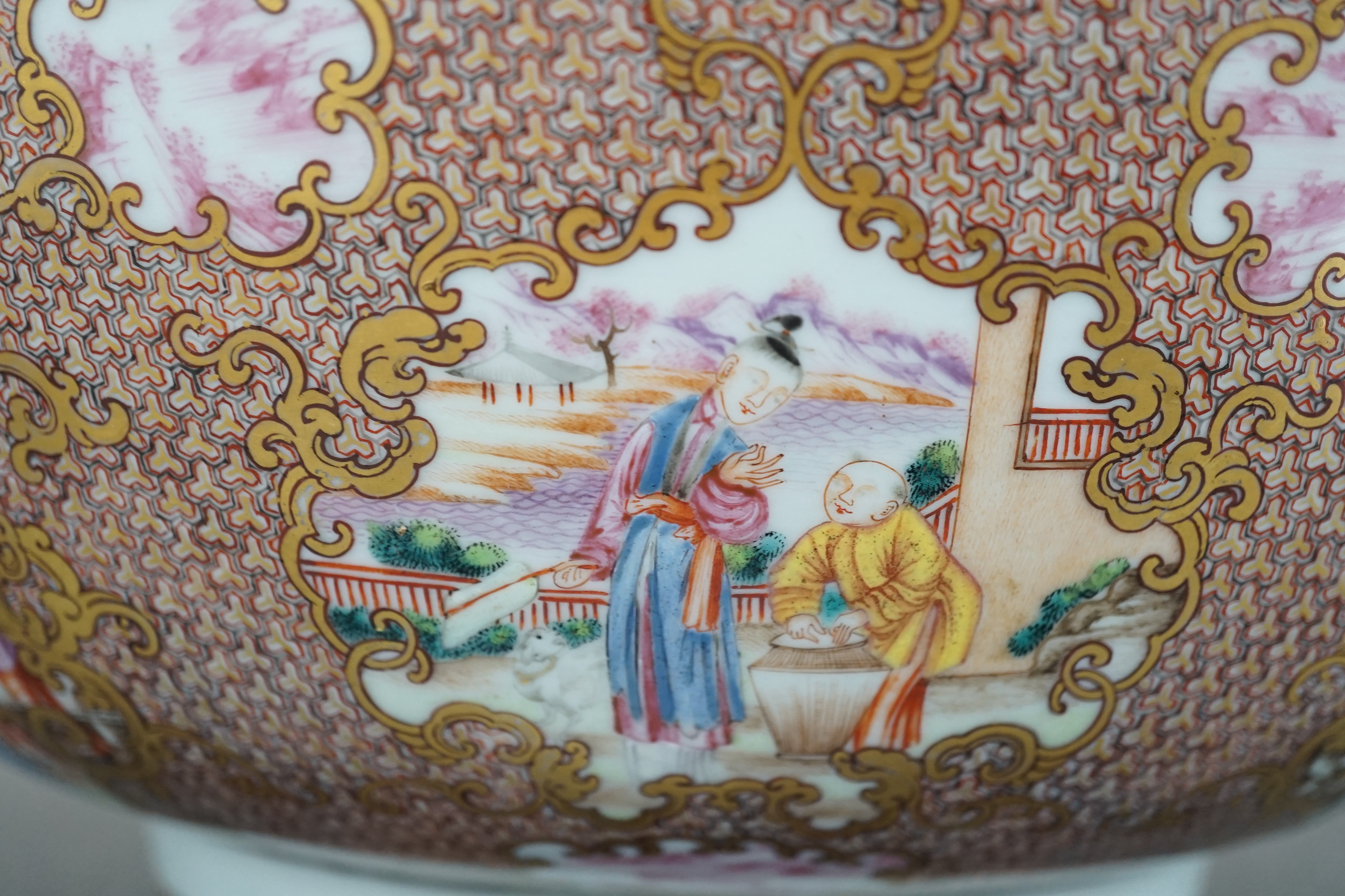 A large Chinese famille rose punch bowl, Qianlong period
